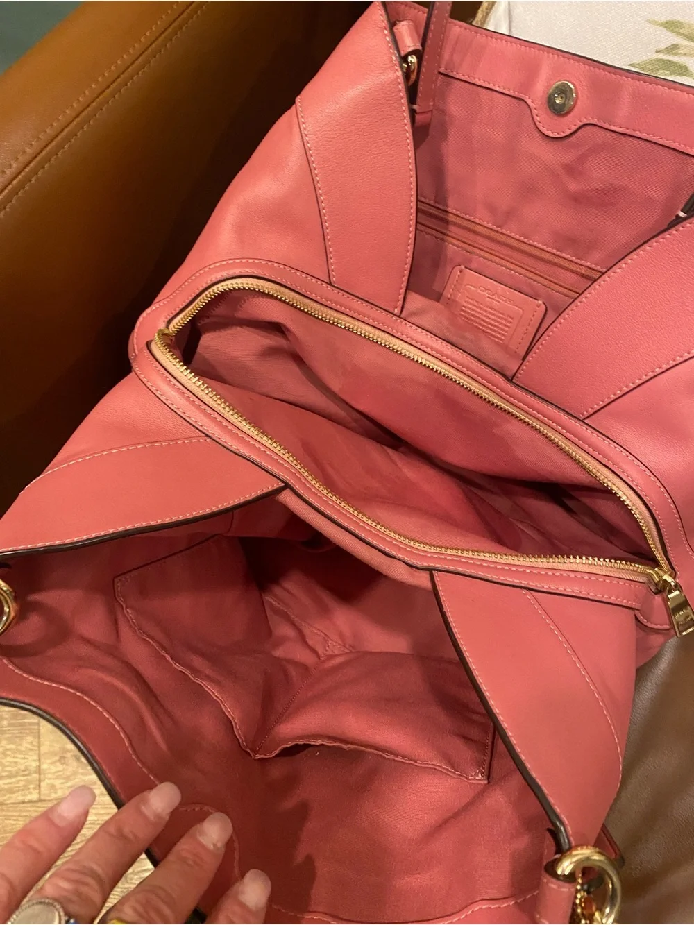 Coach Pink and Signature HandBag Purse - Picture 2 of 8